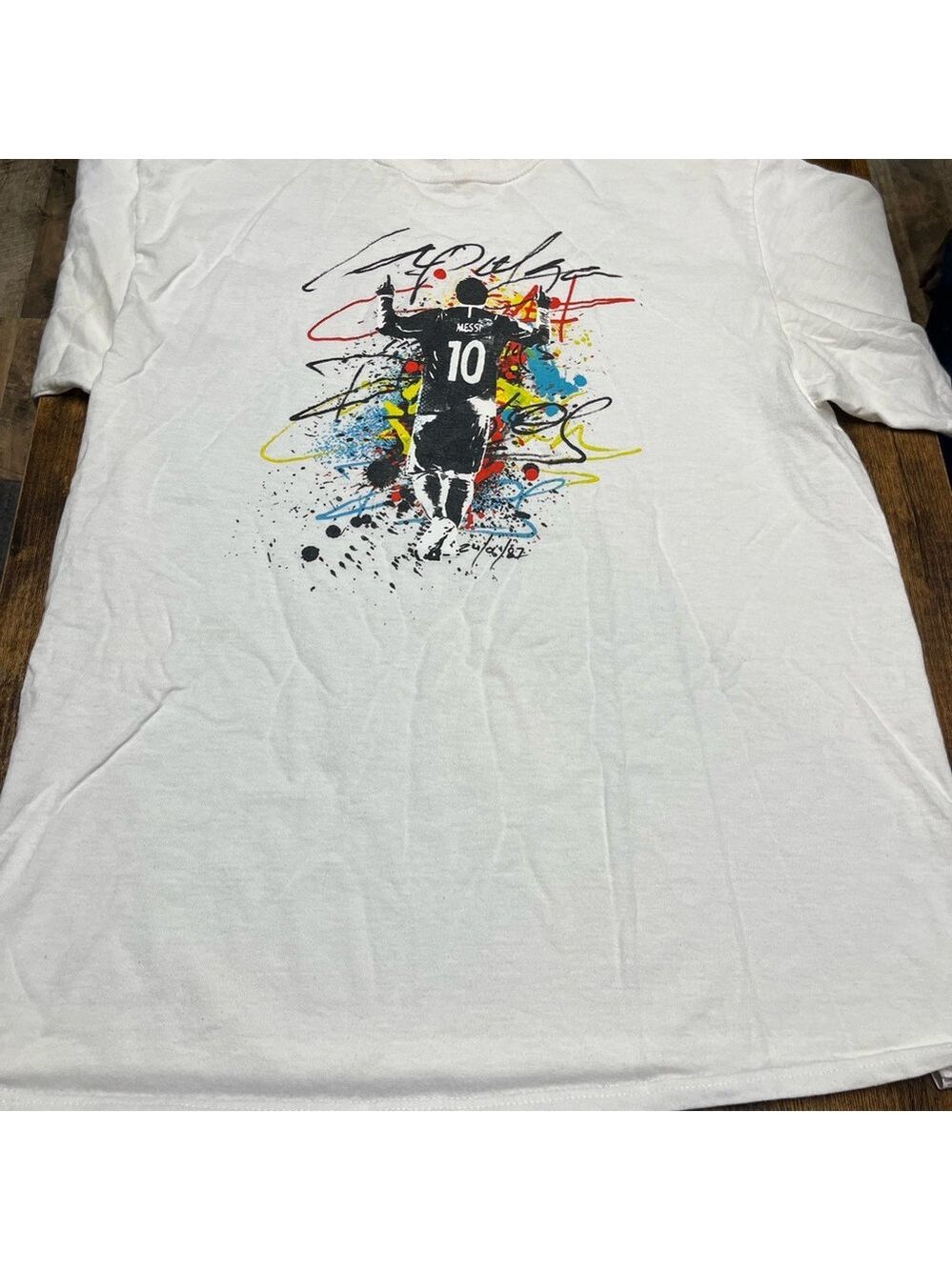 Messi T Shirt Mens L White Short Sleeve Graphic Print #10